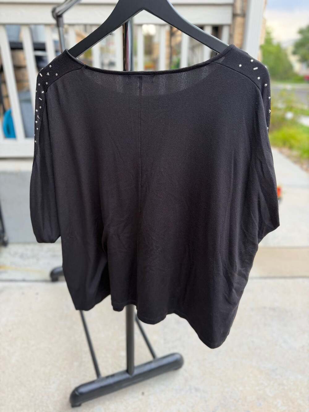 Retroology Plus Size Black Studded Knit Top 3X